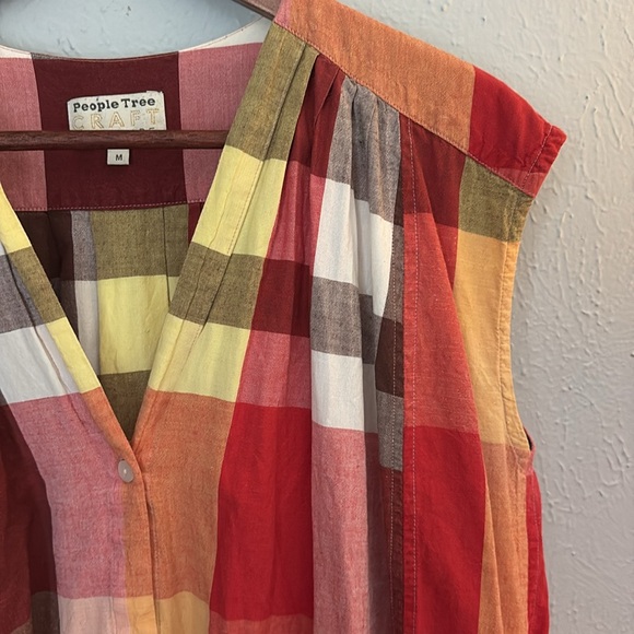 People Tree Organic Cotton, Colorful Plaid Button-Down Dress - Picture 3 of 6